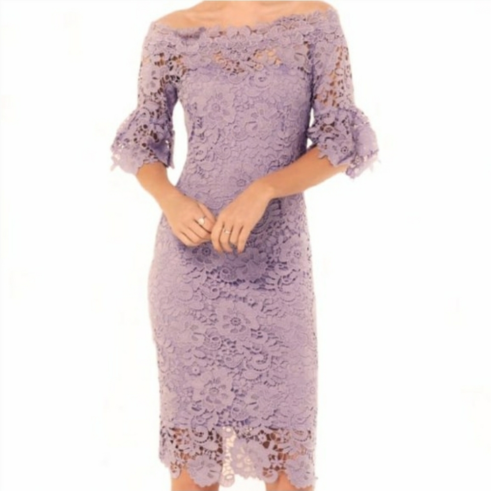 ASOS Paper Dolls Bardot Off Shoulder Lace Dress 8